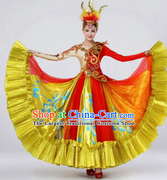 Top Grade Modern Dance Costume Spring Festival Gala Stage Performance Red Dress for Women