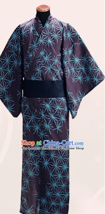 Japanese Traditional Samurai Black Kimono Asian Japan Handmade Warrior Yukata Costume for Men