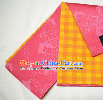 Japanese Traditional Kimono Printing Butterfly Pink Brocade Belts Asian Handmade Japan Geisha Yukata Waistband for Women