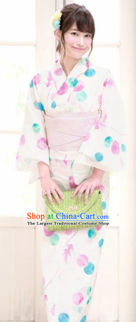 Japanese Traditional Costume Geisha Printing Furisode Kimono Asian Japan Yukata Dress for Women
