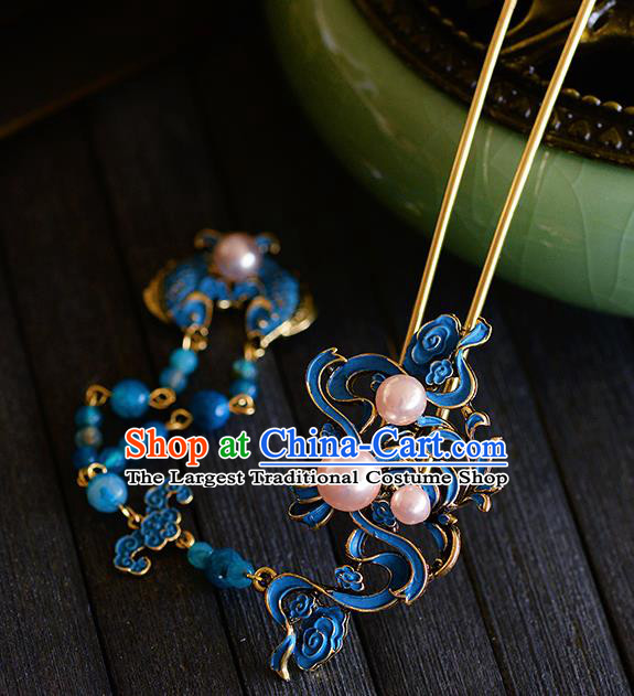 Traditional Chinese Ancient Bride Cloisonne Tassel Hairpins Handmade Wedding Hair Accessories for Women