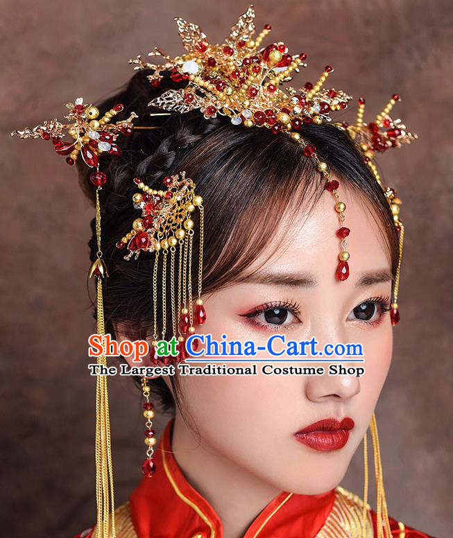 Traditional Chinese Ancient Bride Hairpins Hair Comb Handmade Wedding Hair Accessories for Women