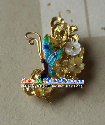 Traditional Chinese Ancient Princess Blueing Butterfly Hair Claw Hairpins Handmade Hanfu Hair Accessories for Women