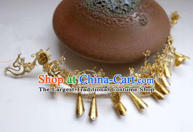 Traditional Chinese Ancient Princess Golden Hair Clasp Hairpins Handmade Hanfu Hair Accessories for Women