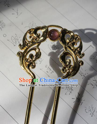 Traditional Chinese Ancient Tang Dynasty Princess Golden Hair Clip Hairpins Handmade Hanfu Hair Accessories for Women