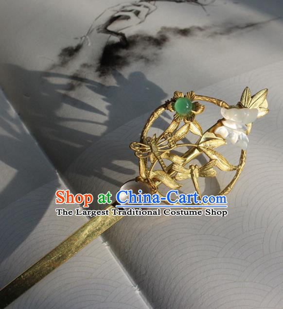 Traditional Chinese Ancient Hanfu Golden Dragonfly Hair Clip Princess Hairpins Handmade Hair Accessories for Women