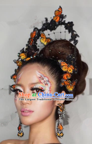 Top Grade Halloween Hair Accessories Handmade Fancy Ball Butterfly Hat Headwear for Women