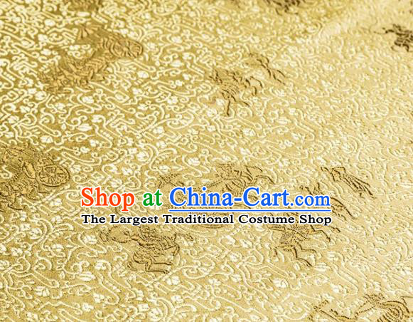 Asian Chinese Traditional Vehicles Pattern Golden Brocade Cheongsam Silk Fabric Chinese Fabric Material