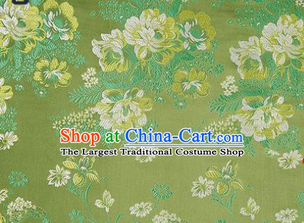Asian Chinese Traditional Peony Pattern Green Brocade Cheongsam Silk Fabric Chinese Fabric Material