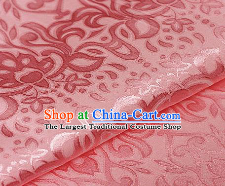 Asian Chinese Traditional Royal Lotus Pattern Pink Brocade Cheongsam Silk Fabric Chinese Satin Fabric Material