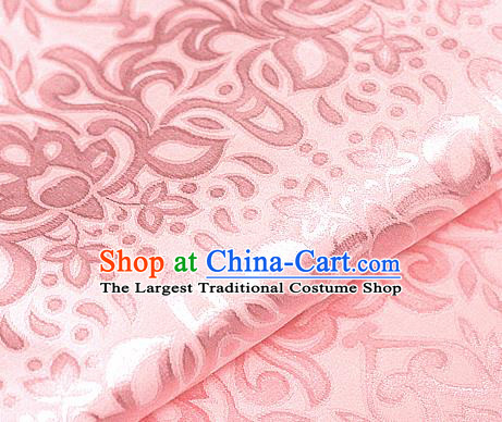 Asian Chinese Traditional Royal Lotus Pattern Light Pink Brocade Cheongsam Silk Fabric Chinese Satin Fabric Material