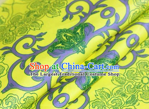 Asian Chinese Traditional Palace Pattern Yellow Brocade Cheongsam Silk Fabric Chinese Satin Fabric Material