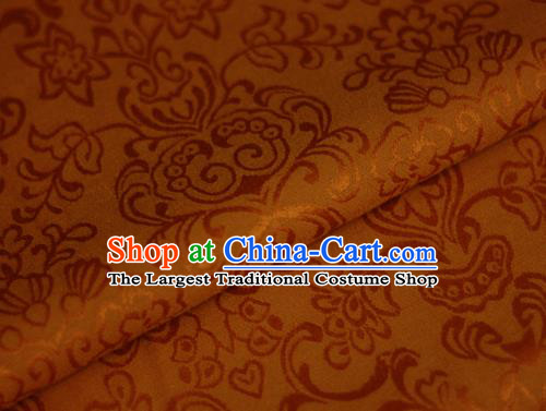 Asian Chinese Traditional Twine Grass Pattern Orange Brocade Cheongsam Silk Fabric Chinese Satin Fabric Material