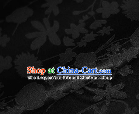 Asian Chinese Classical Pattern Black Brocade Cheongsam Silk Fabric Chinese Traditional Satin Fabric Material