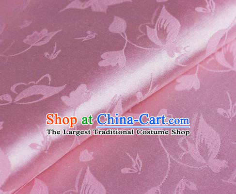 Chinese Classical Leaf Pattern Design Pink Brocade Cheongsam Silk Fabric Chinese Traditional Satin Fabric Material