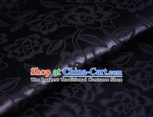 Chinese Classical Rose Pattern Black Brocade Cheongsam Silk Fabric Chinese Traditional Satin Fabric Material