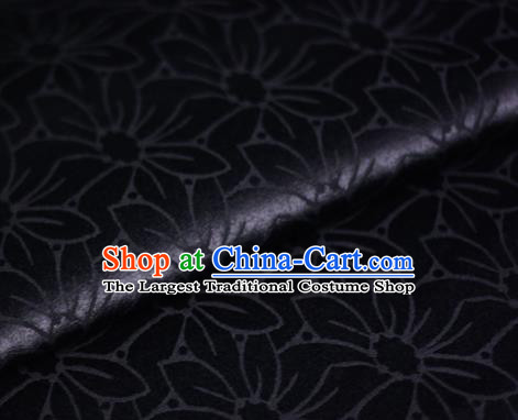 Chinese Classical Flowers Pattern Black Brocade Cheongsam Silk Fabric Chinese Traditional Satin Fabric Material
