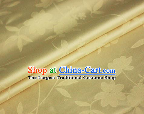 Chinese Yellow Brocade Classical Flowers Pattern Design Satin Cheongsam Silk Fabric Chinese Traditional Satin Fabric Material