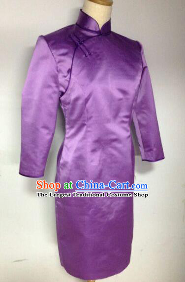 Chinese Traditional Mongolian Ethnic Costume Mongol Nationality Female Purple Dress for Women