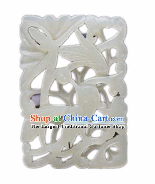 Handmade Chinese Jade Carving Bird Pendant Traditional Jade Craft Jewelry Accessories