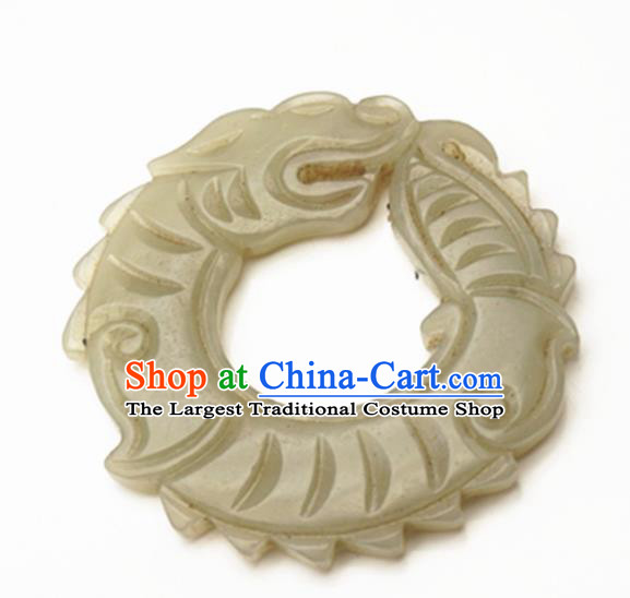 Handmade Chinese Carving Dragon Jade Pendant Traditional Jade Craft Jewelry Accessories