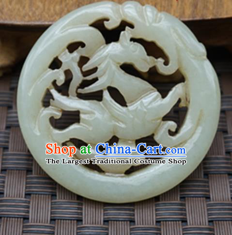 Chinese Handmade Carving Horse Jade Pendant Traditional Jade Craft Jewelry Accessories