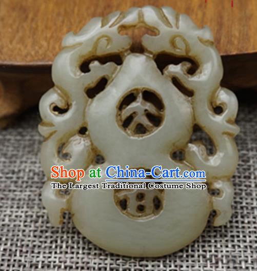 Chinese Handmade Carving Calabash Jade Pendant Traditional Jade Craft Jewelry Accessories