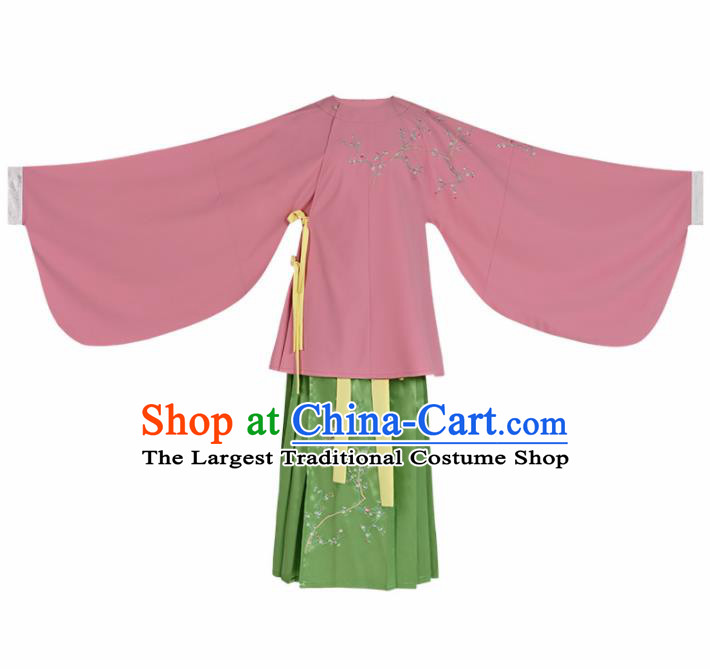 Asian Chinese Ancient Aristocratic Female Embroidered Hanfu Dress Traditional Ming Dynasty Historical Costume for Women