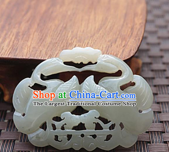 Chinese Handmade Carving Mandarin Duck Jade Pendant Jewelry Accessories Ancient Traditional Jade Craft Decoration