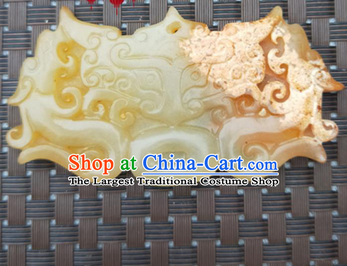 Chinese Handmade Jade Carving Dragon Beast Pendant Jewelry Accessories Ancient Traditional Jade Craft Decoration