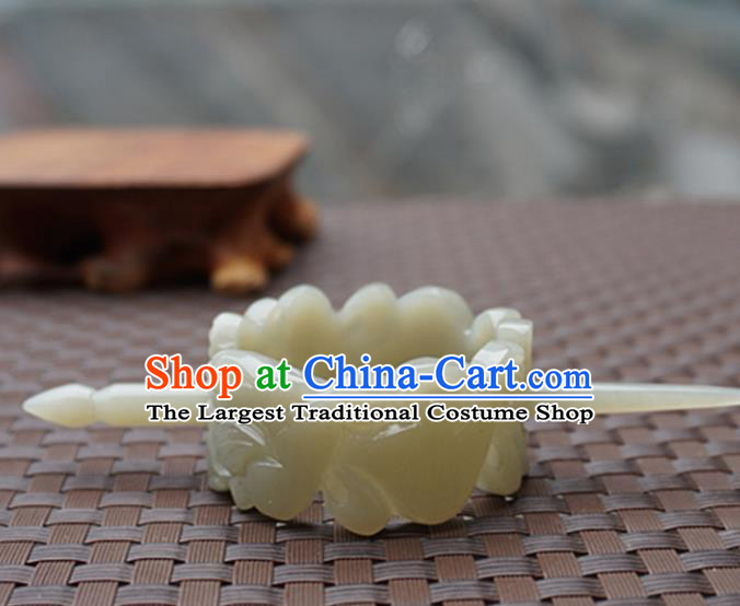 Chinese Handmade Jade Carving Pi Xiu Hair Crown Ancient Jade Hairpins Hair Accessories for Women for Men