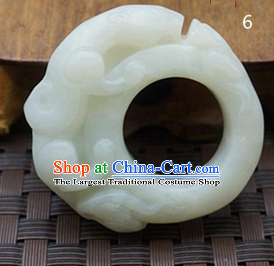 Chinese Handmade Ancient Jade Ring Traditional Jade Carving Dragon Thimble Jewelry Accessories for Women for Men