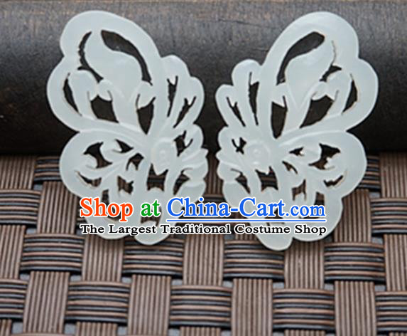 Chinese Ancient Carving Butterfly Wing Jade Pendant Traditional Handmade Jade Craft Jewelry Decoration Accessories