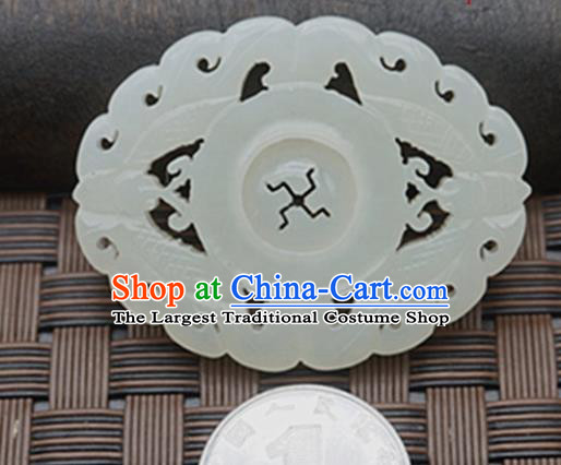 Chinese Ancient Carving Brooch Jade Pendant Traditional Handmade Jade Craft Jewelry Decoration Accessories