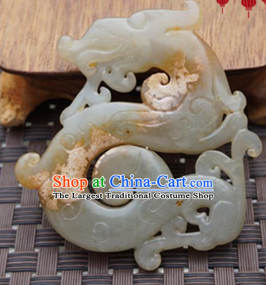 Chinese Ancient Wedding Accessories Carving Dragon Jade Pendant Traditional Handmade Jade Craft Jewelry Decoration