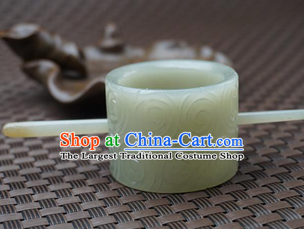 Chinese Handmade Jade Carving Cloud Hair Comb Ancient Jade Hairpins Hair Accessories for Women for Men