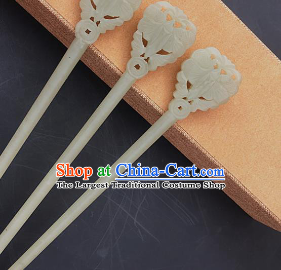 Handmade Chinese Jade Carving Butterfly Hair Clip Ancient Swordsman Jade Hairpins Hair Accessories for Women for Men