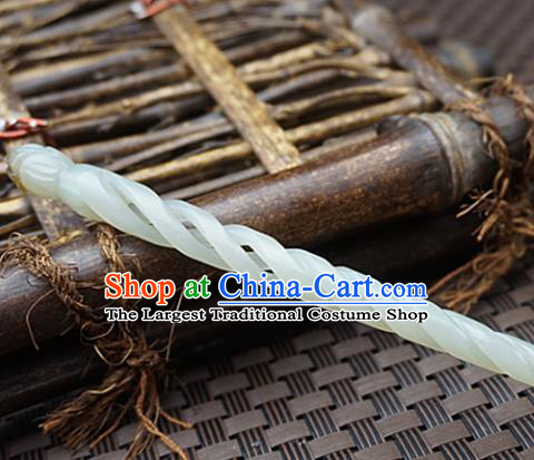 Handmade Chinese White Jade Hair Clip Ancient Palace Jade Carving Hairpins Hair Accessories for Women for Men