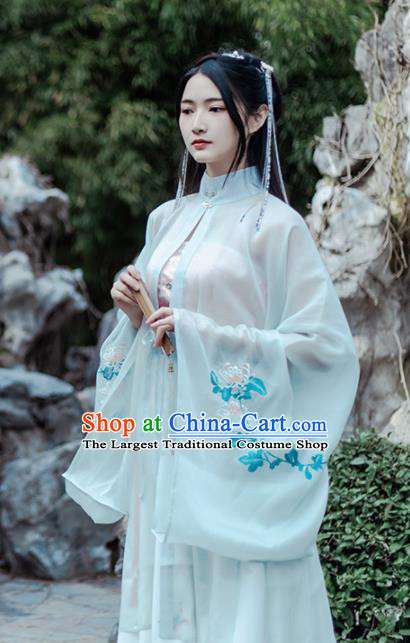 Chinese Ancient Nobility Lady Embroidered Chrysanthemum Hanfu Dress Traditional Drama Ming Dynasty Historical Costume for Women