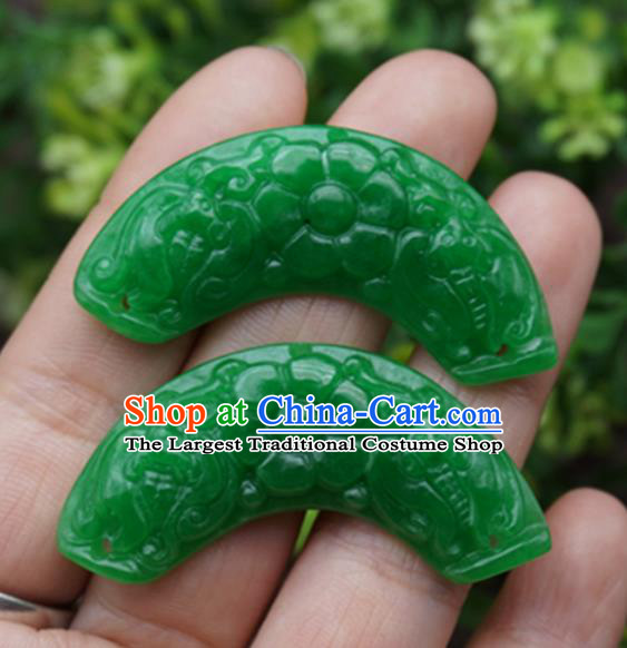 Handmade Chinese Carving Flower Green Jade Pendant Ancient Traditional Jade Craft Decoration