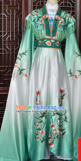 Handmade Chinese Beijing Opera Princess Costume Peking Opera Actress Embroidered Green Dress for Women