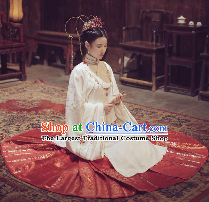 Ancient Chinese Ming Dynasty Court Lady Hanfu Dress Traditional Bride Embroidered Historical Costume for Women