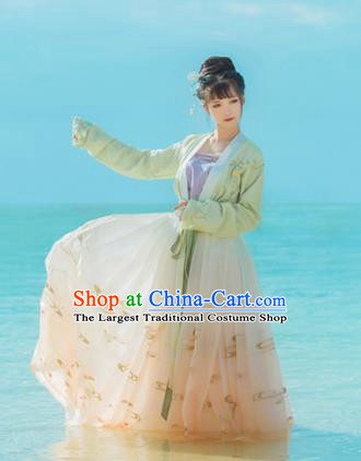 Traditional Chinese Song Dynasty Aristocratic Lady Embroidered Hanfu Dress Ancient Drama Historical Costume for Women