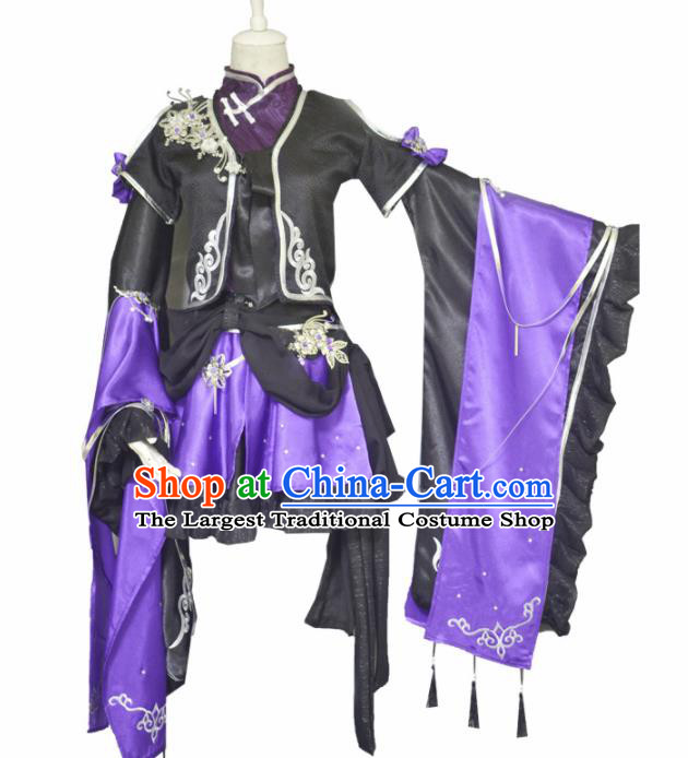 Traditional Chinese Cosplay Swordswoman Hanfu Dress Ancient Female Knight Costume for Women