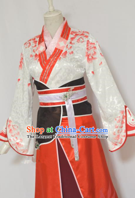 Traditional Chinese Cosplay Swordswoman Hanfu Dress Ancient Female Knight Costume for Women