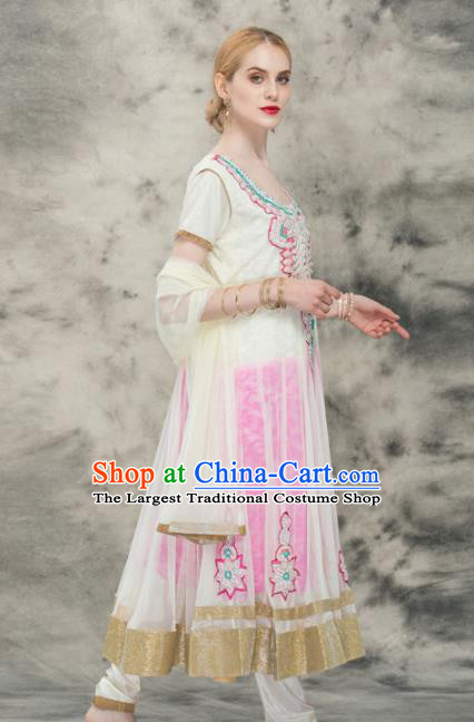 South Asian India Traditional Yoga Pink Dress Asia Indian National Punjabi Costume for Women