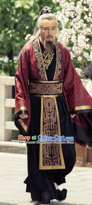 Traditional Chinese Ancient Legend Hoshin Engi Zhou Dynasty Prime Minister Jiang Ziya Historical Costume for Men