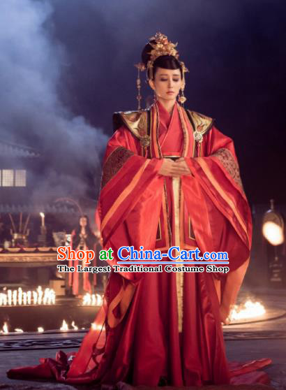 Chinese Ancient Legend Hoshin Engi Shang Dynasty Empress Historical Costume and Headpiece for Women