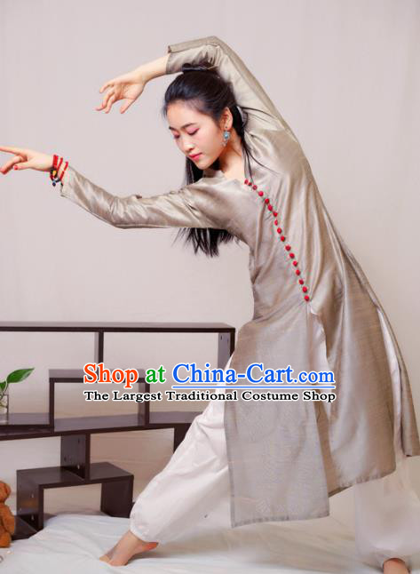 South Asian India Traditional Punjabi Grey Dress Costume Asia Indian National Costume for Women