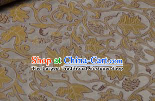 Chinese Traditional Grape Leaf Pattern Design White Brocade Hanfu Silk Fabric Tang Suit Fabric Material